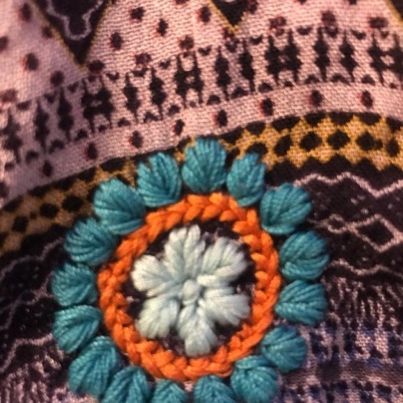 Raga Crop Top Long Bell Sleeves Elastic Neck & Hem Aztec Print Size S - Picture 4 of 8